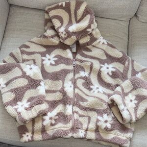 Cozy Patterned Sherpa Bomber Jacket